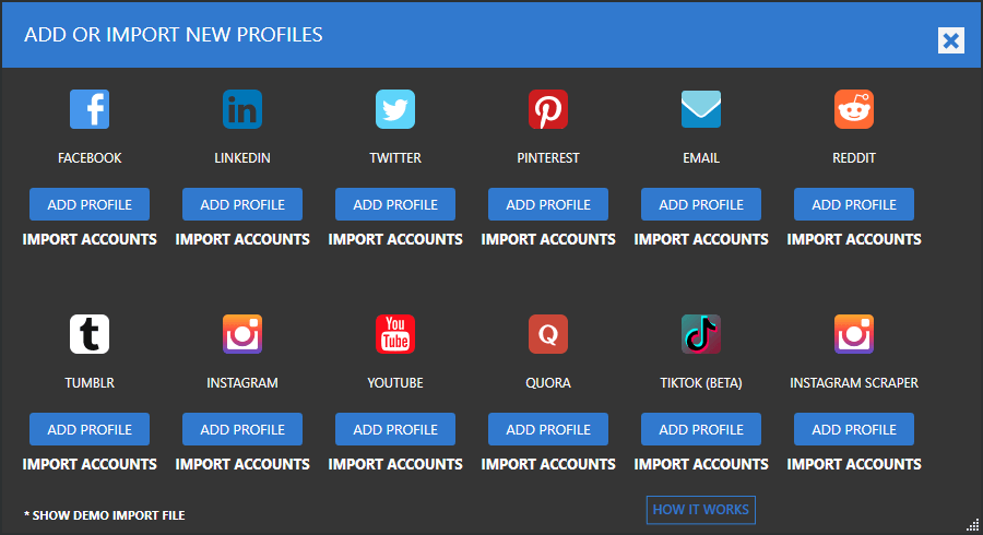 Multiple popular social media icons  

